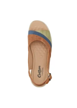 Cotton Traders Chestnut Flexisole Patchwork Peep Toe Sandals
