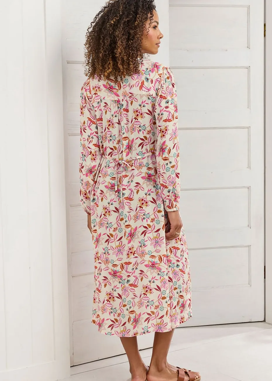 Cotton Traders Cream Pintuck Maxi Dress