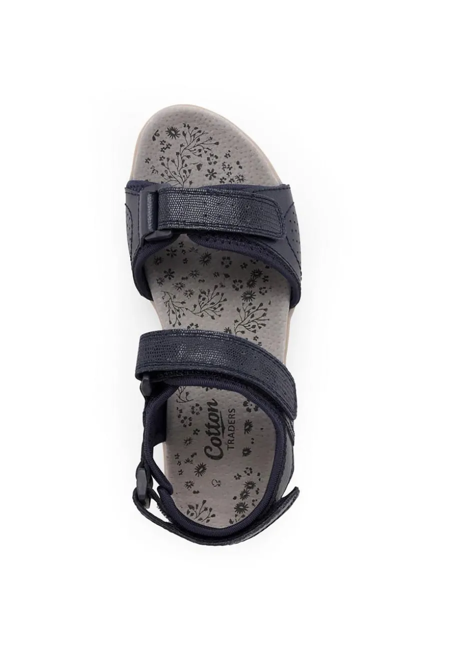 Cotton Traders Dark Blue Leather Adjustable Sandals