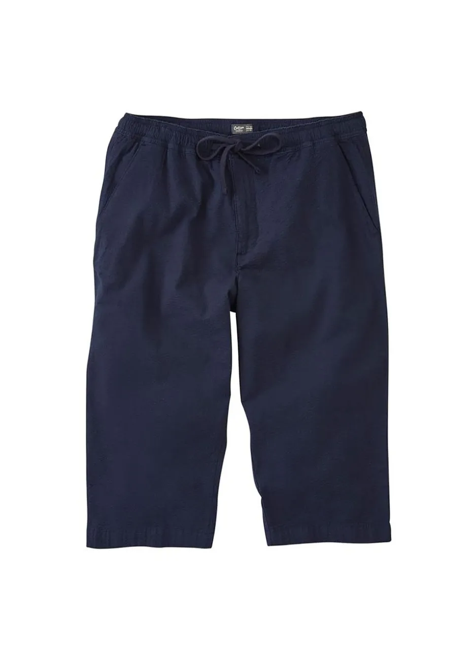 Cotton Traders Dark Blue Stretch Seersucker Crop Trousers