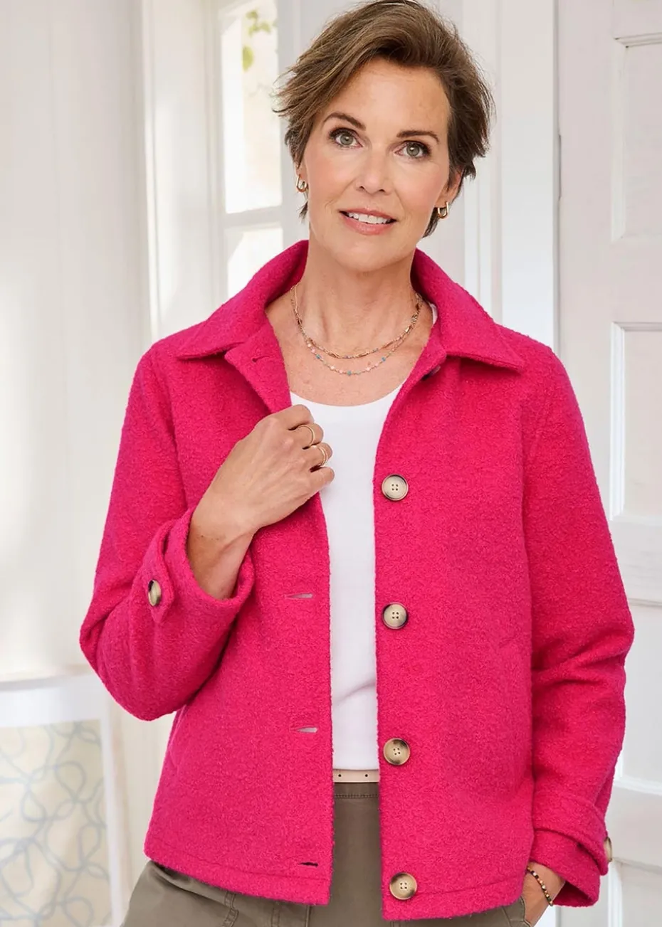 Cotton Traders Deep Coral Short Wool-Look Jacket