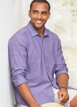 Cotton Traders Dusky Violet Long Sleeve Cotton-Rich Shirt