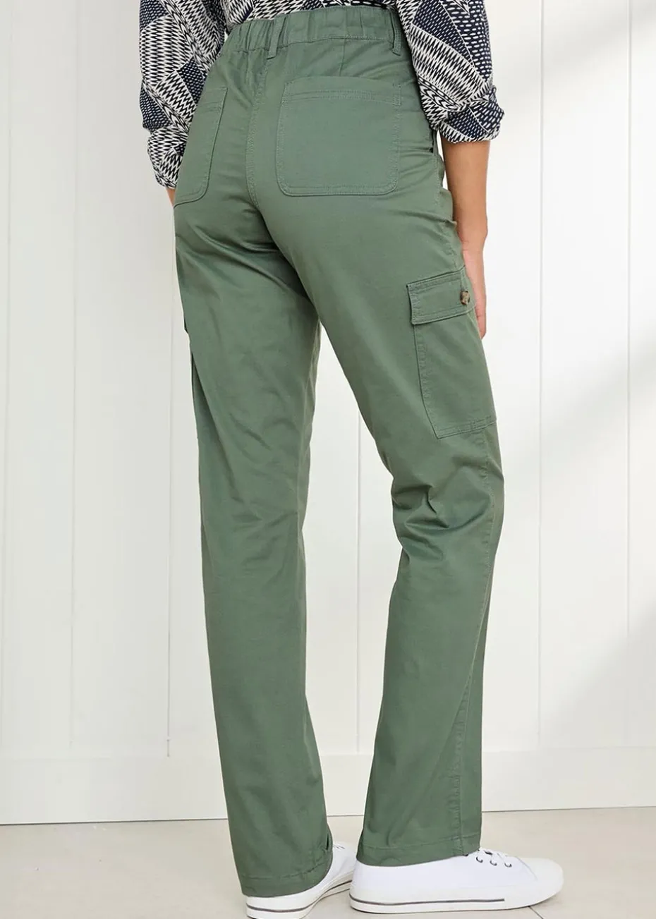 Cotton Traders Forest Green Straight-Leg Cargo Trousers