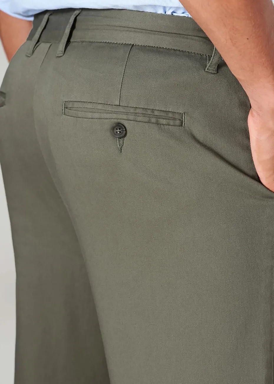 Cotton Traders Green Flat Front Stretch Chino Trousers
