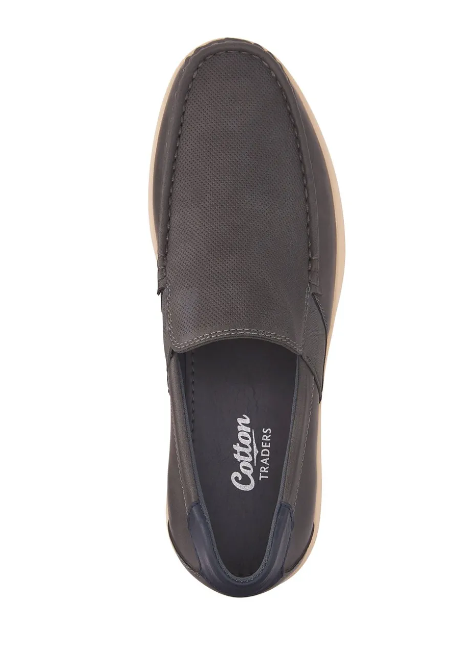 Cotton Traders Grey Slip-On Elasticated Boat Shoes