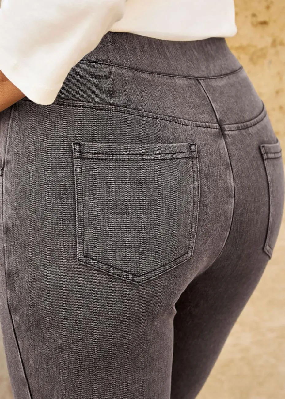 Cotton Traders Grey Stretch Jersey Denim Slim-Fit Pull-On Jeggings