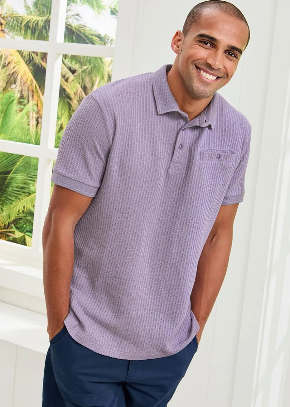 Cotton Traders Heather Seersucker Polo Shirt