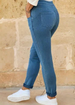 Cotton Traders Light Blue Stretch Jersey Denim Slim-Fit Pull-On Jeggings