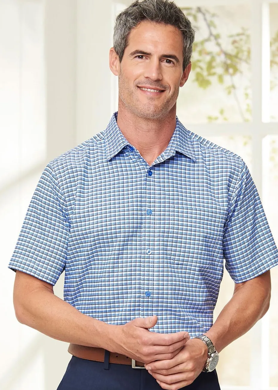 Cotton Traders Marine Short Sleeve Soft Touch Yarn-Dyed Shirt