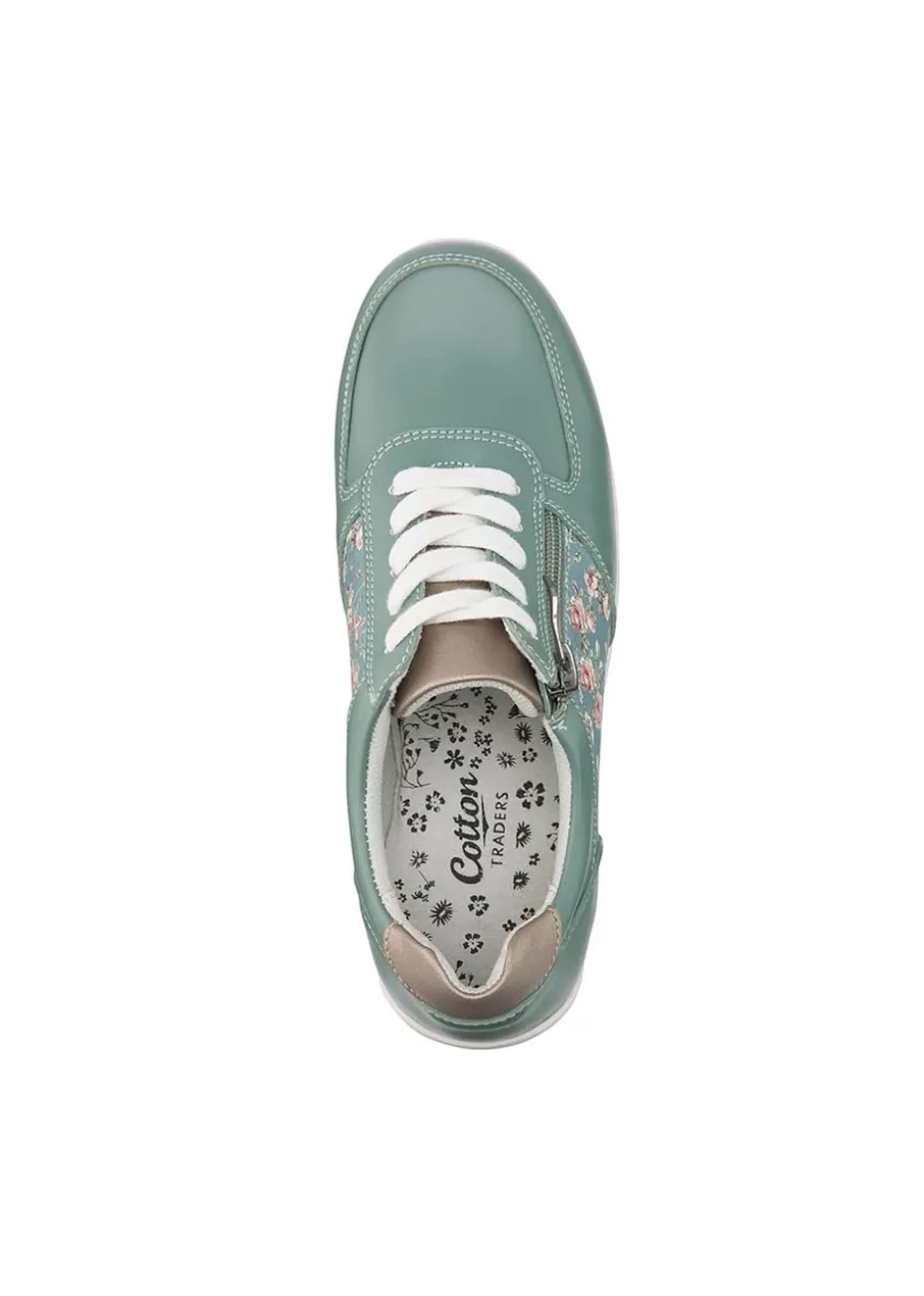 Cotton Traders Mint Floral Side Zip Trainers