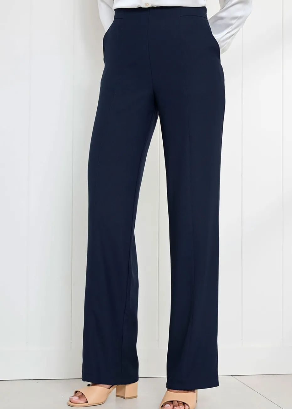 Cotton Traders Navy Wide Leg Occasion Trousers