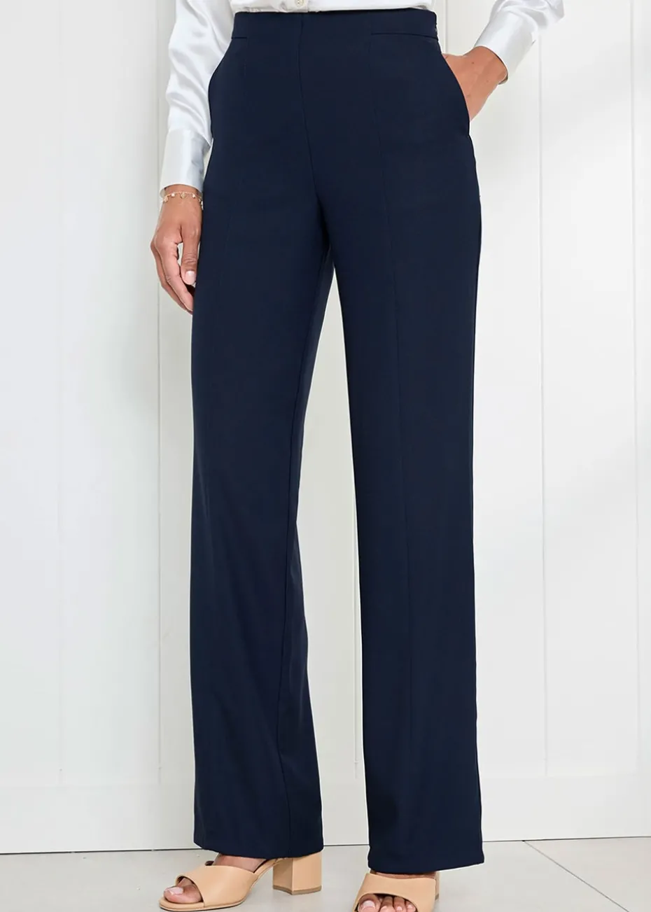 Cotton Traders Navy Wide Leg Occasion Trousers