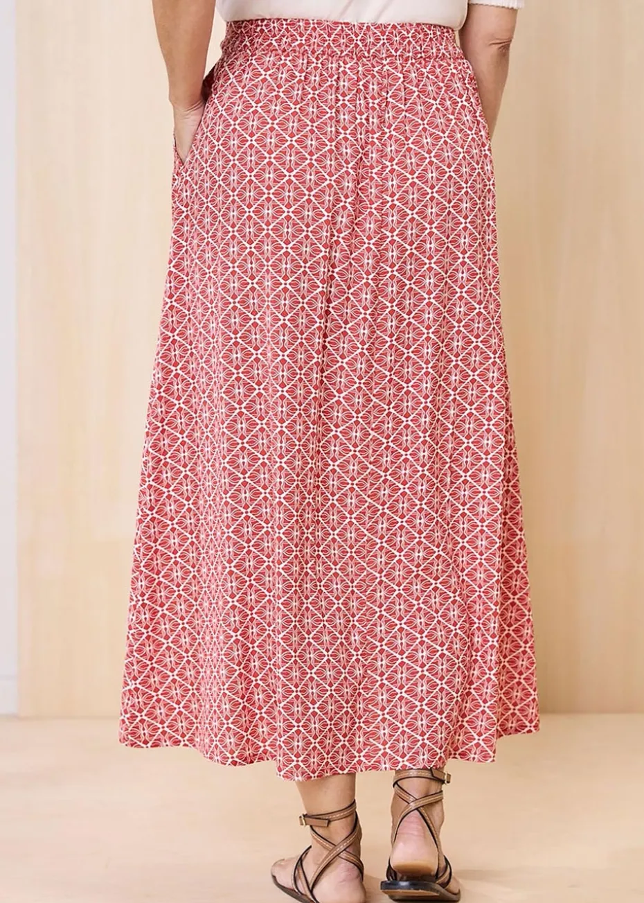 Cotton Traders Orange Mock Button Pull On skirt