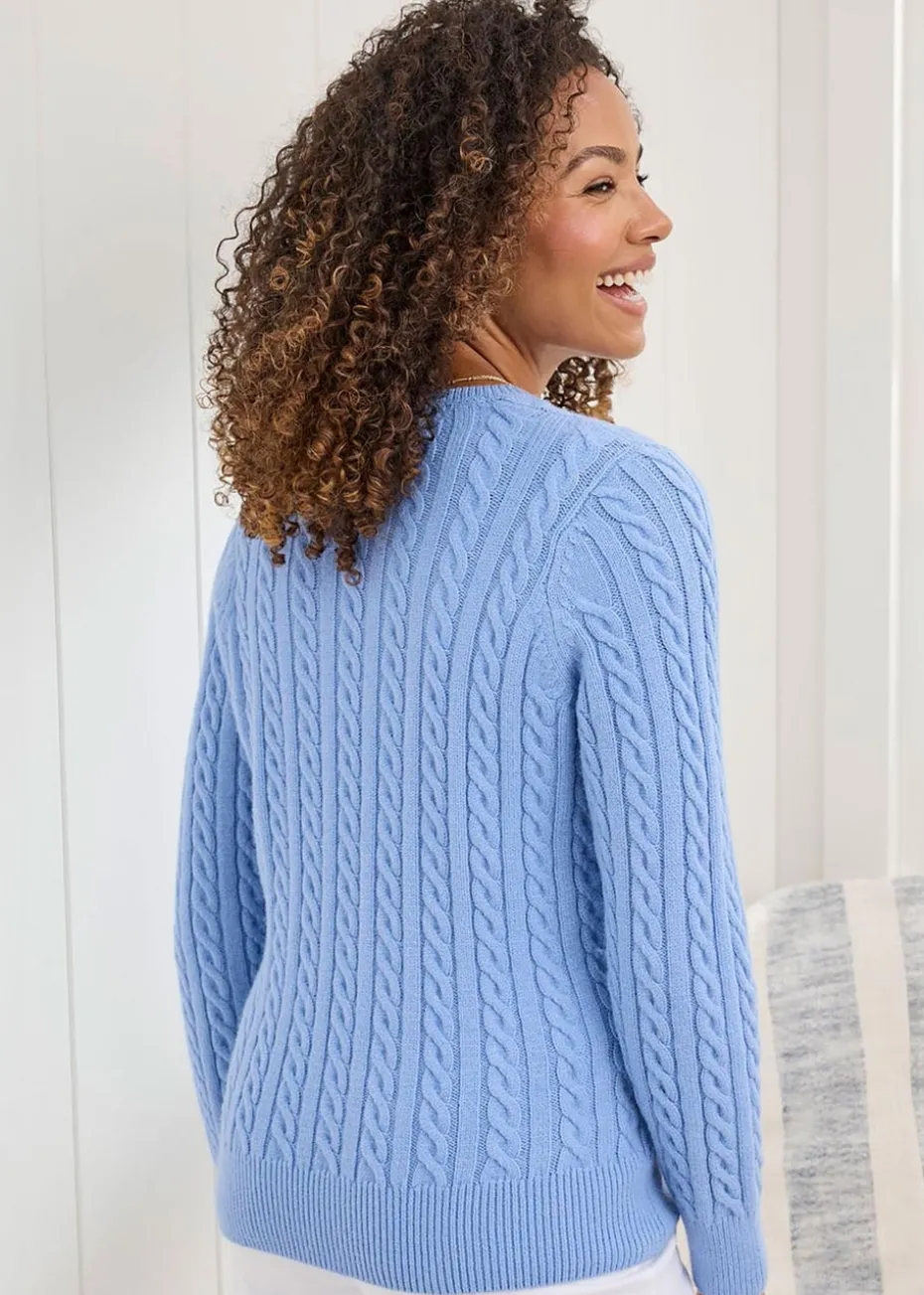 Cotton Traders Pale Blue Cutest Cable Jumper