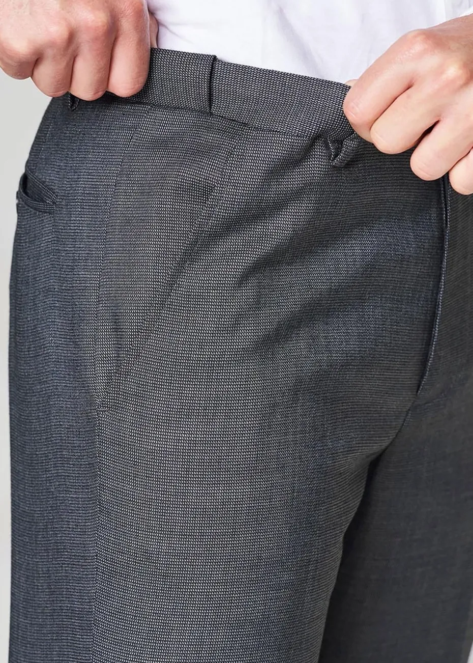 Cotton Traders Pale Blue Flat Front Stretch Smart Check Trousers