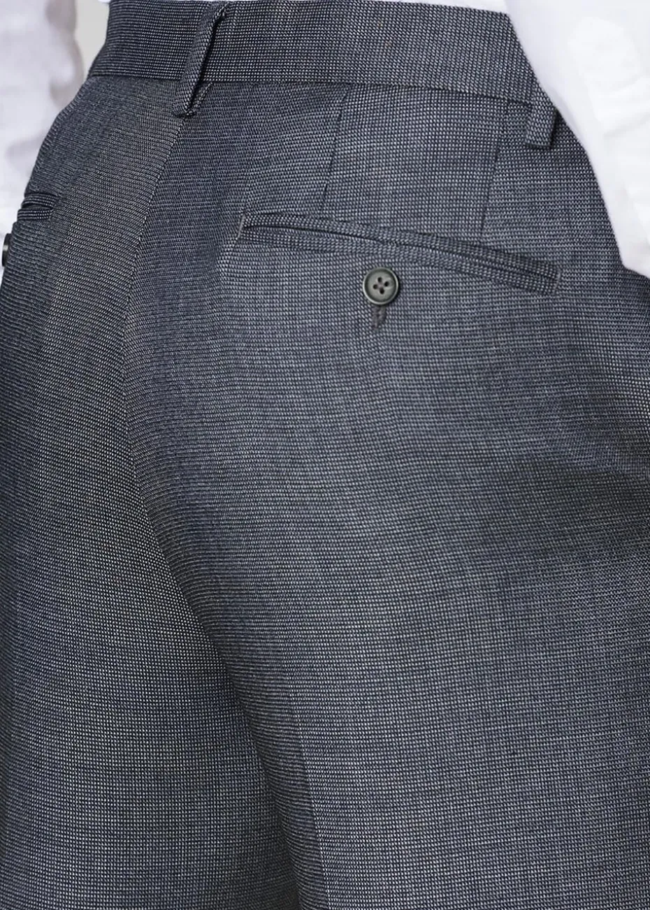 Cotton Traders Pale Blue Flat Front Stretch Smart Check Trousers