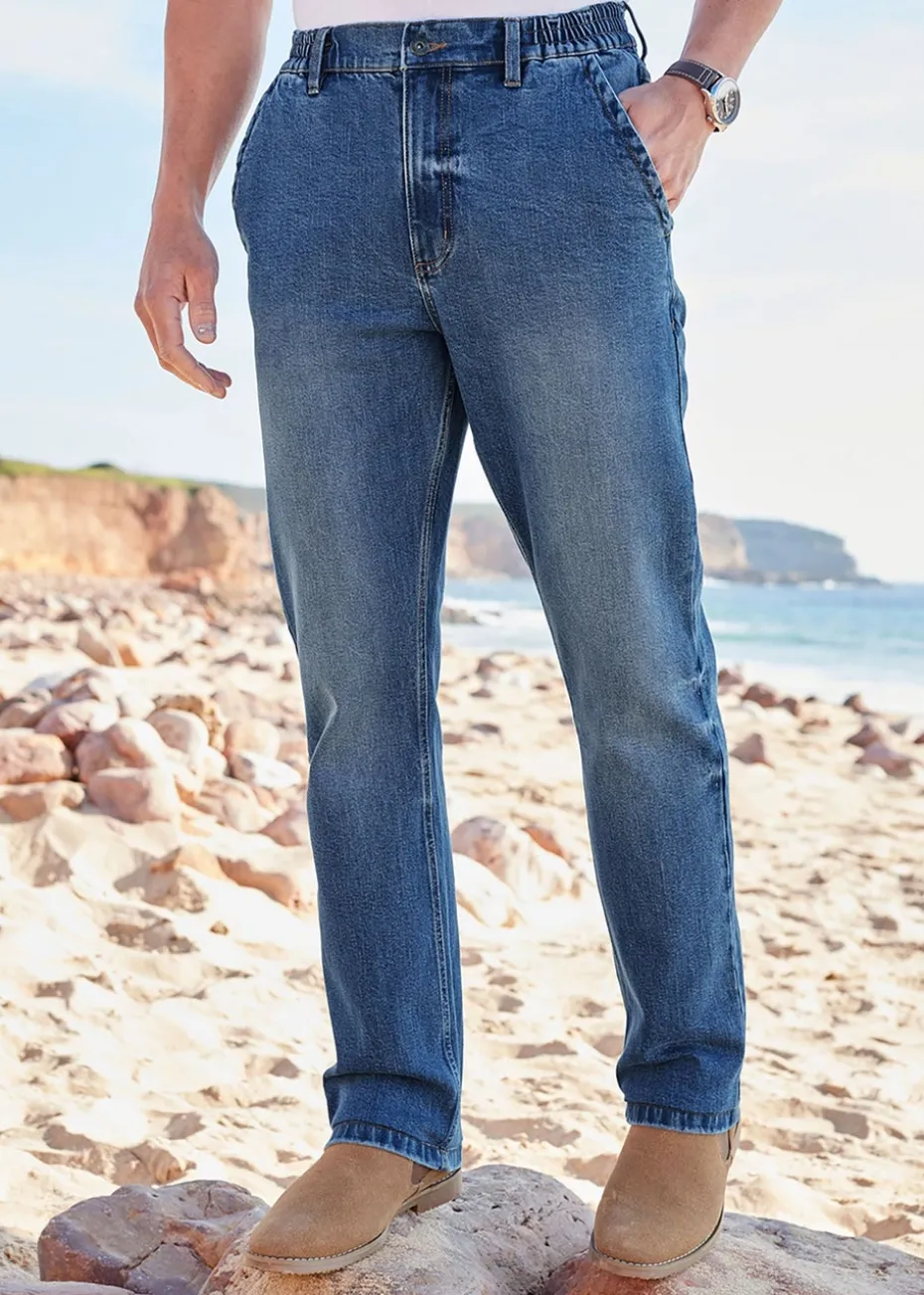 Cotton Traders Stonewash Side Elasticated Straight-Fit Jeans