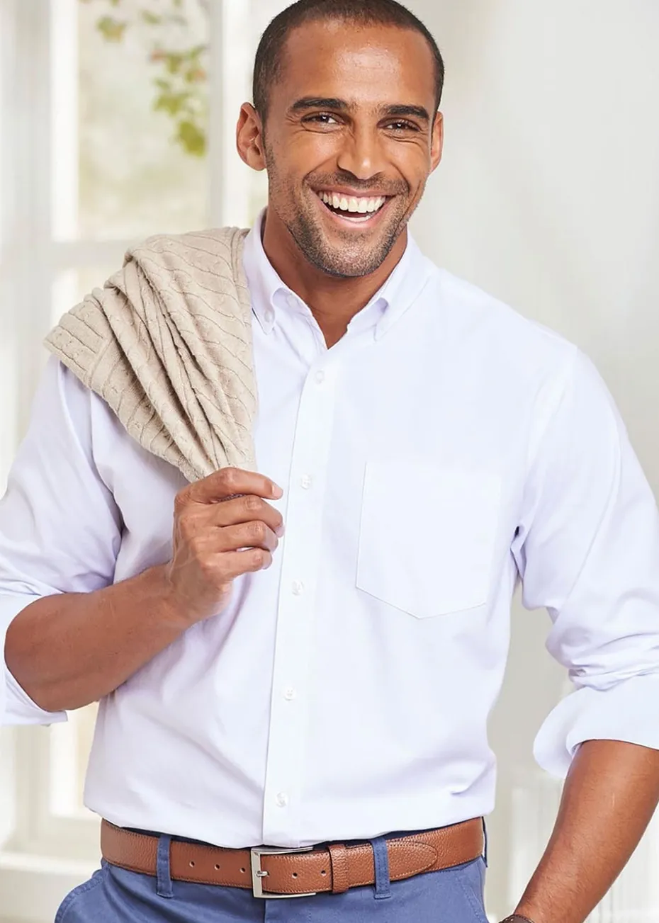 Cotton Traders White Long Sleeve Oxford Shirt