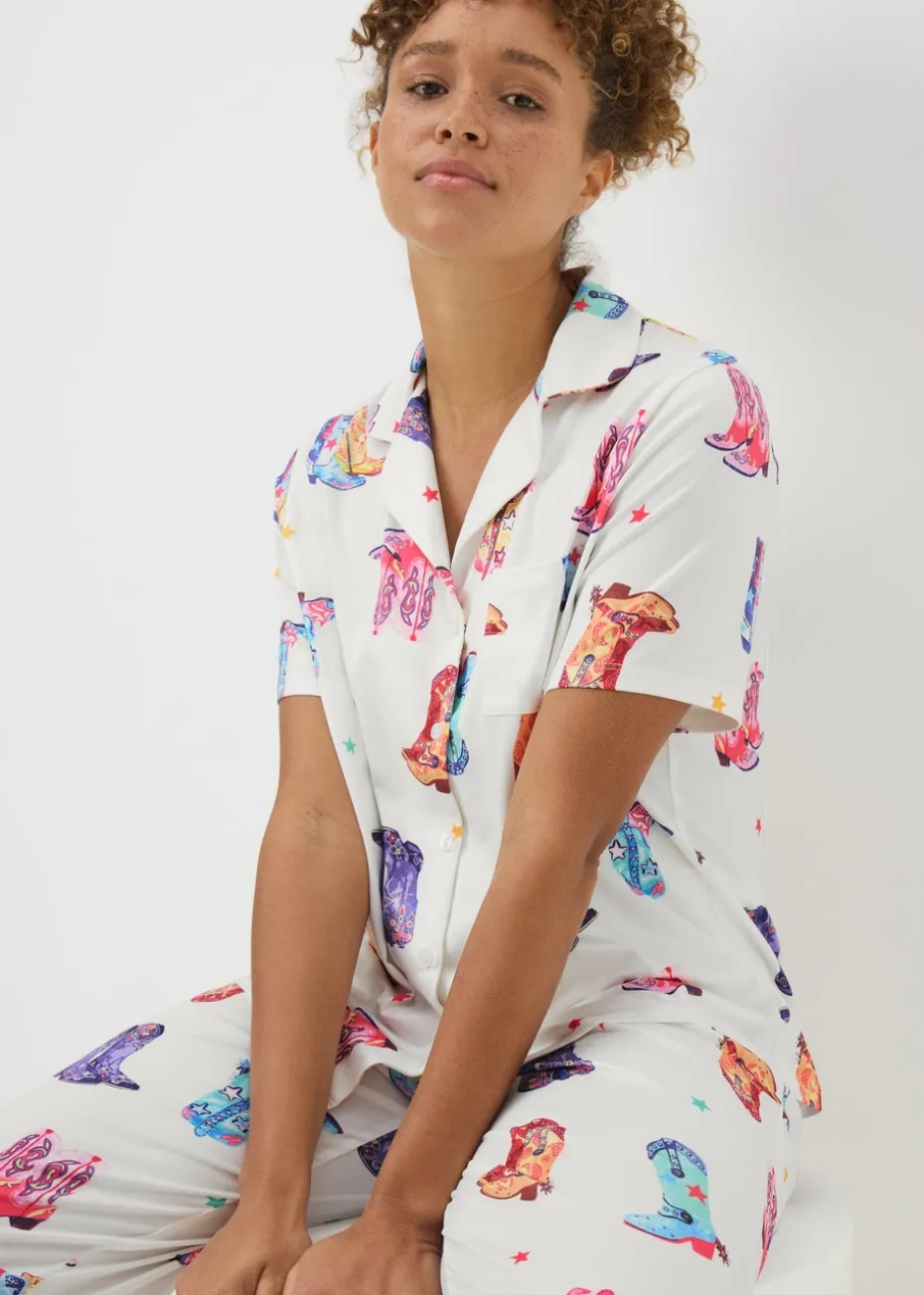 Cream Cowboy Boot Pyjama Set