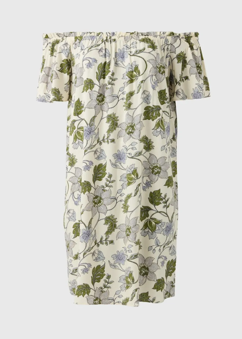 Cream Floral Bardot Mini Dress