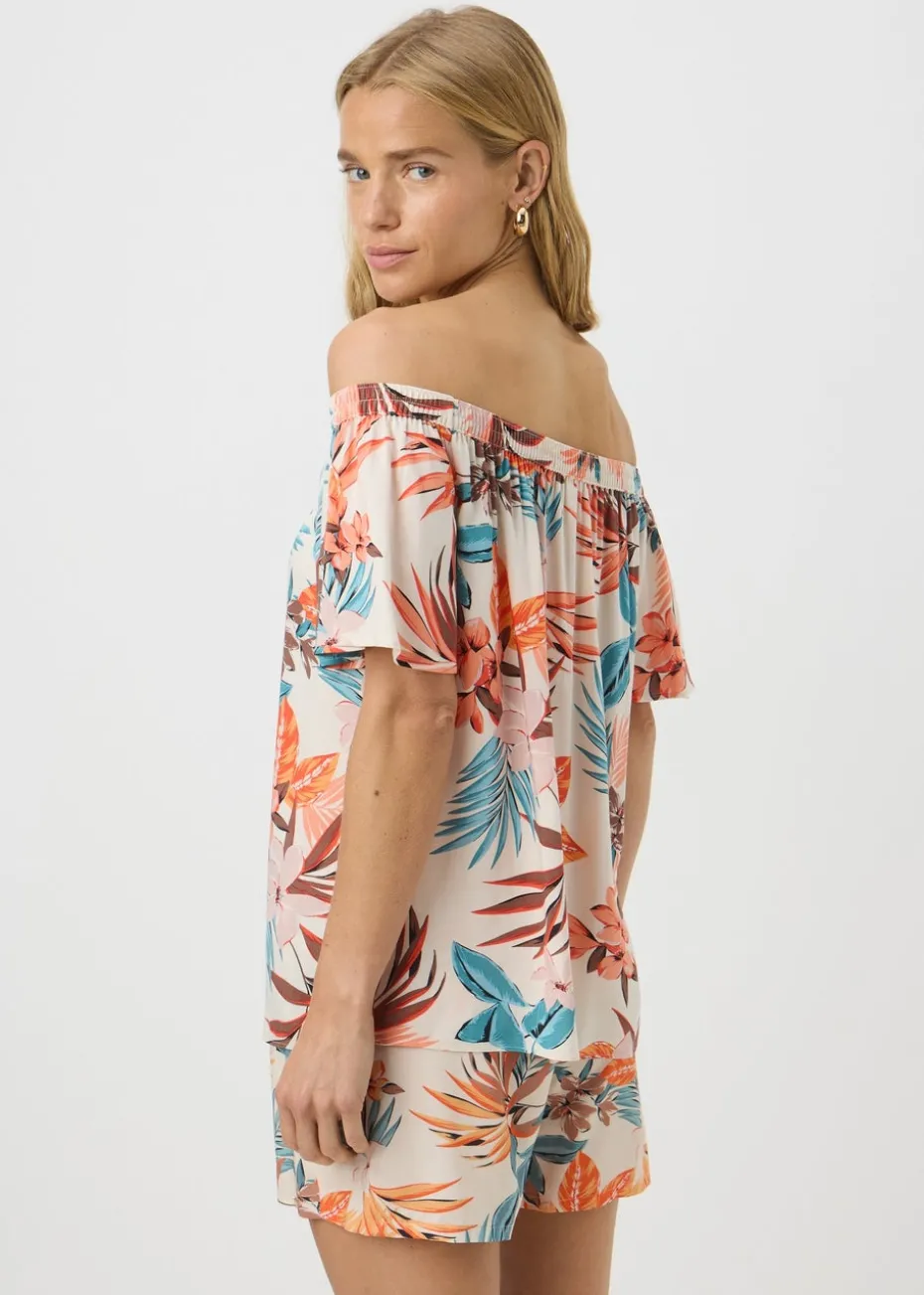 Cream Floral Bardot Top