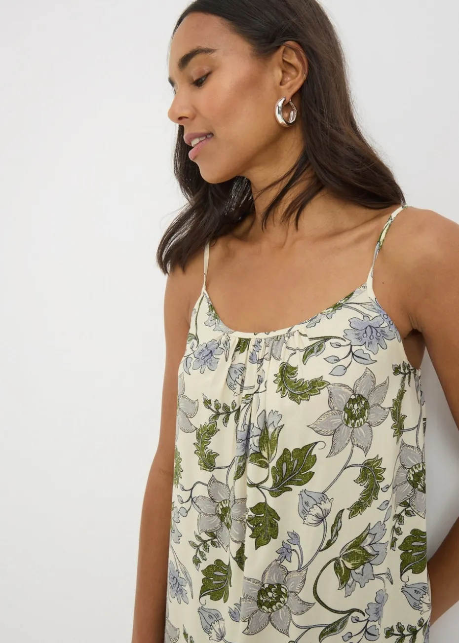 Cream Floral Mini Cami Dress