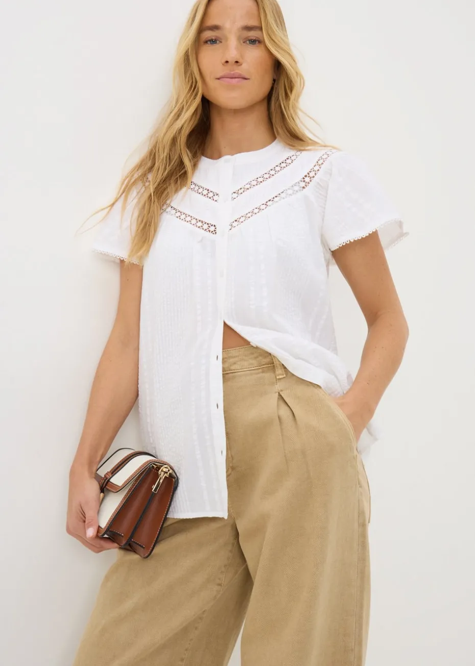 Cream Frill Lace Blouse