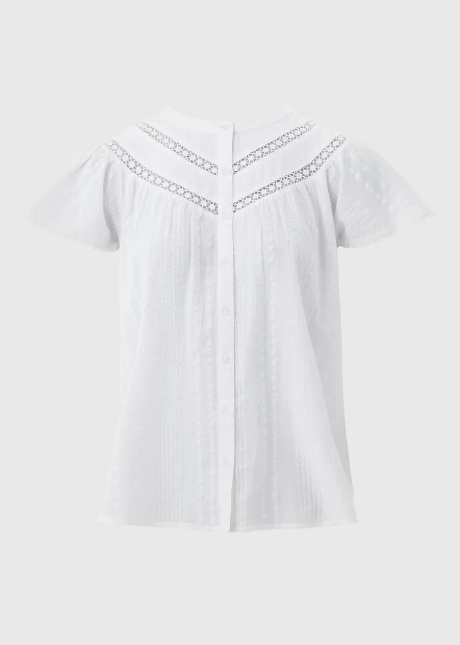 Cream Frill Lace Blouse