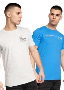 Crosshatch Blue/Grey Pentan T-Shirt (2 Pack)
