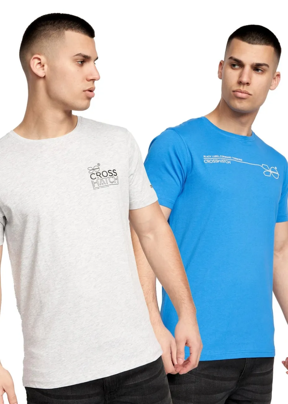 Crosshatch Blue/Grey Pentan T-Shirt (2 Pack)