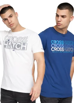 Crosshatch Navy/White Raynen T-Shirt (2 Pack)