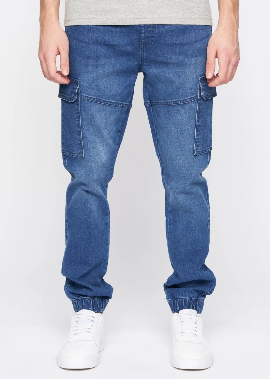 Crosshatch Stone Wash Malimore Cargo Cuff Jeans