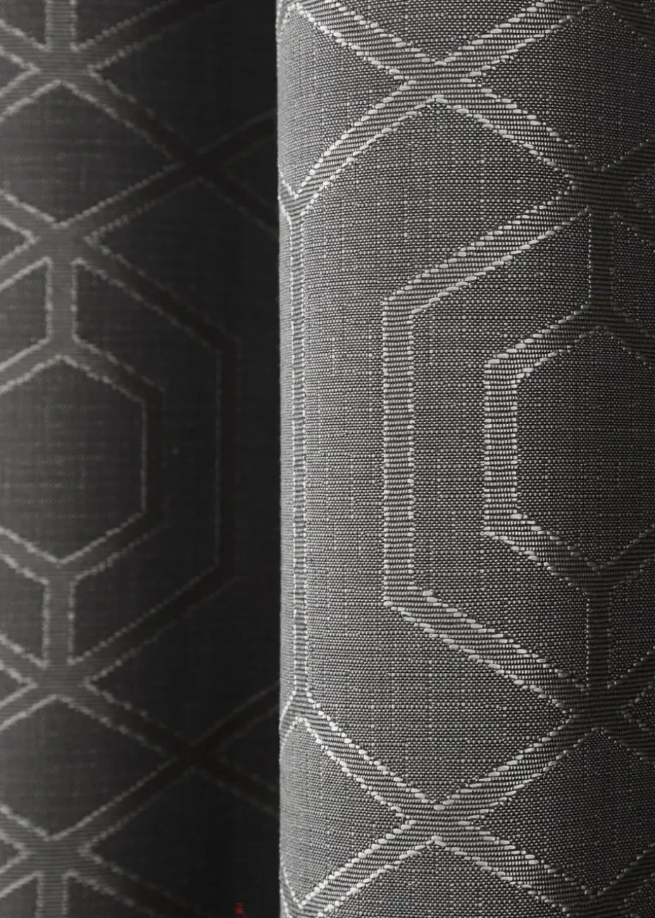 Curtina Camberwell Jacquard Grey Eyelet Curtains