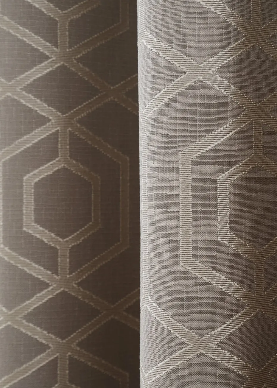 Curtina Camberwell Jacquard Stone Eyelet Curtains