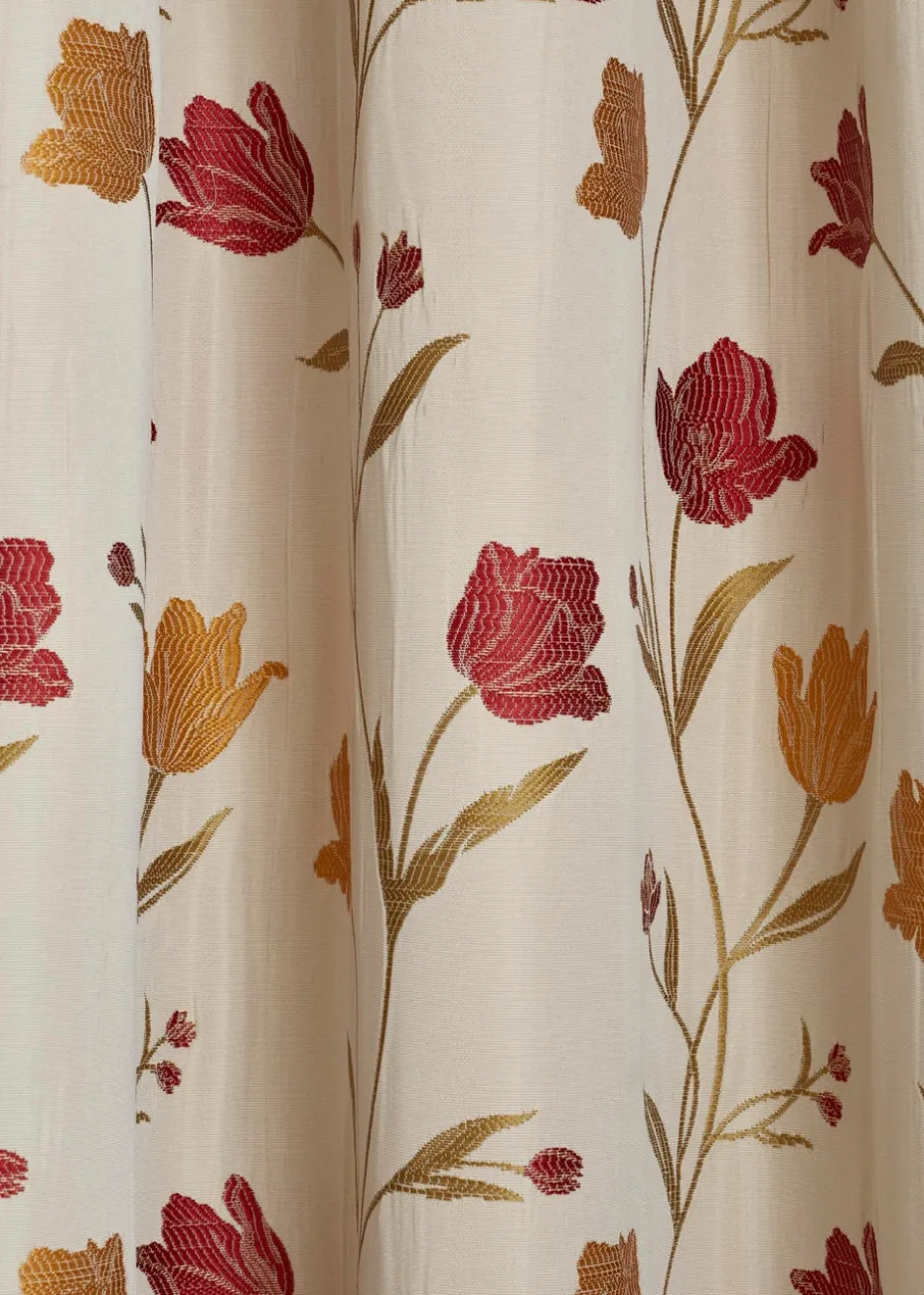 Curtina Juliette Jacquard Natural Pencil Pleat Curtains