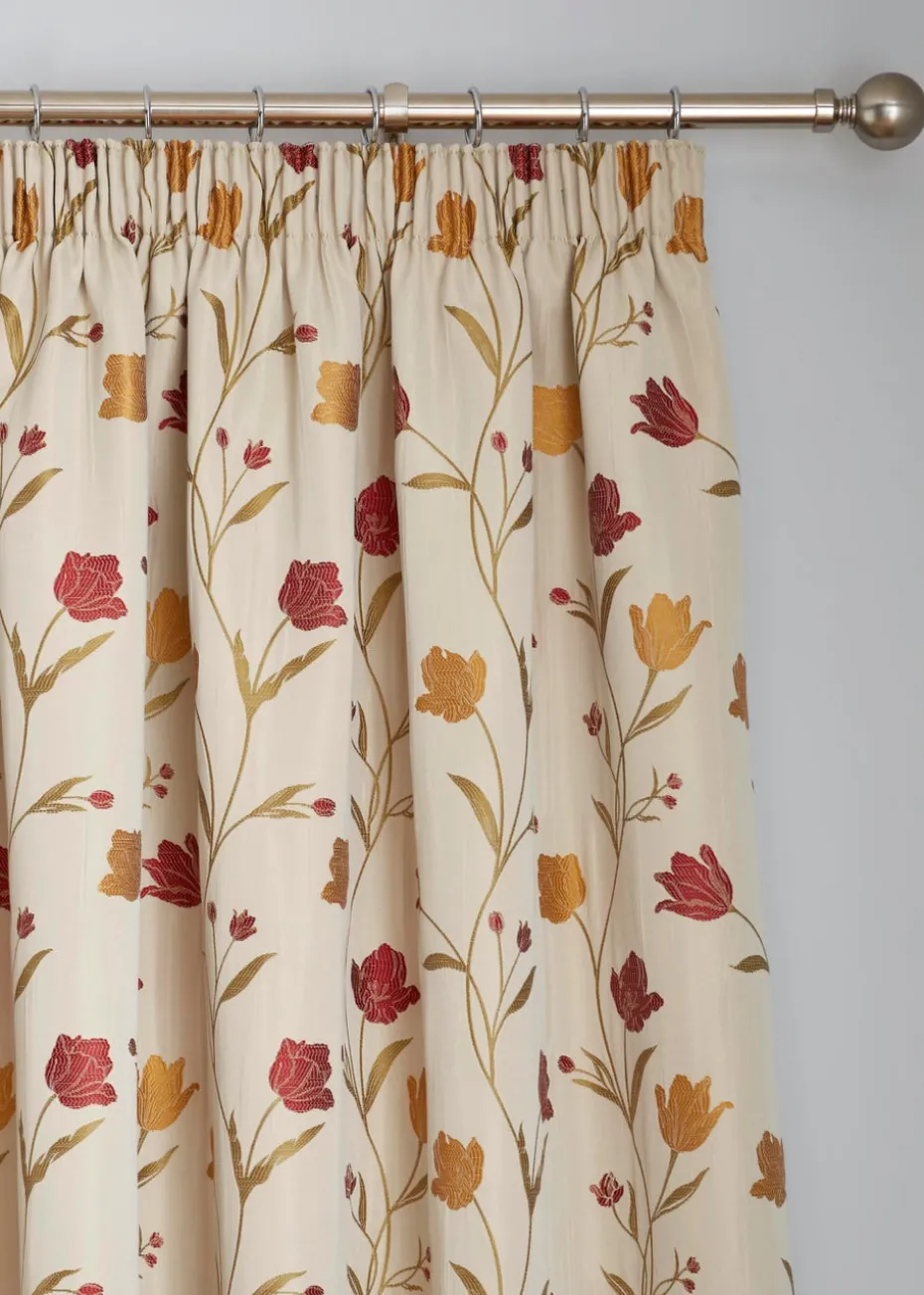 Curtina Juliette Jacquard Natural Pencil Pleat Curtains