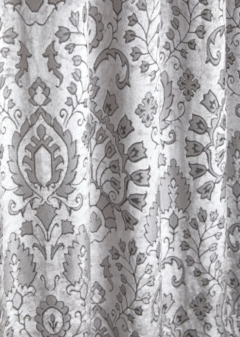 Curtina Trinity Velvet Silver Pencil Pleat Curtains