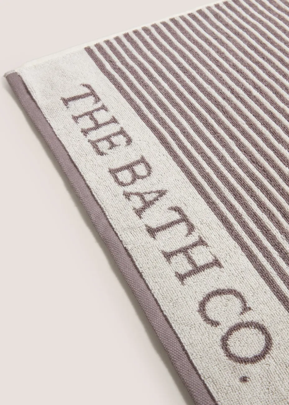 Dark Grey 100% Cotton The Laundry Co Border Stripe Hand Towel