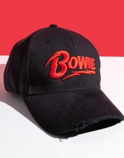 David Bowie Black Logo Adjustable Curved Peak Baseball Cap