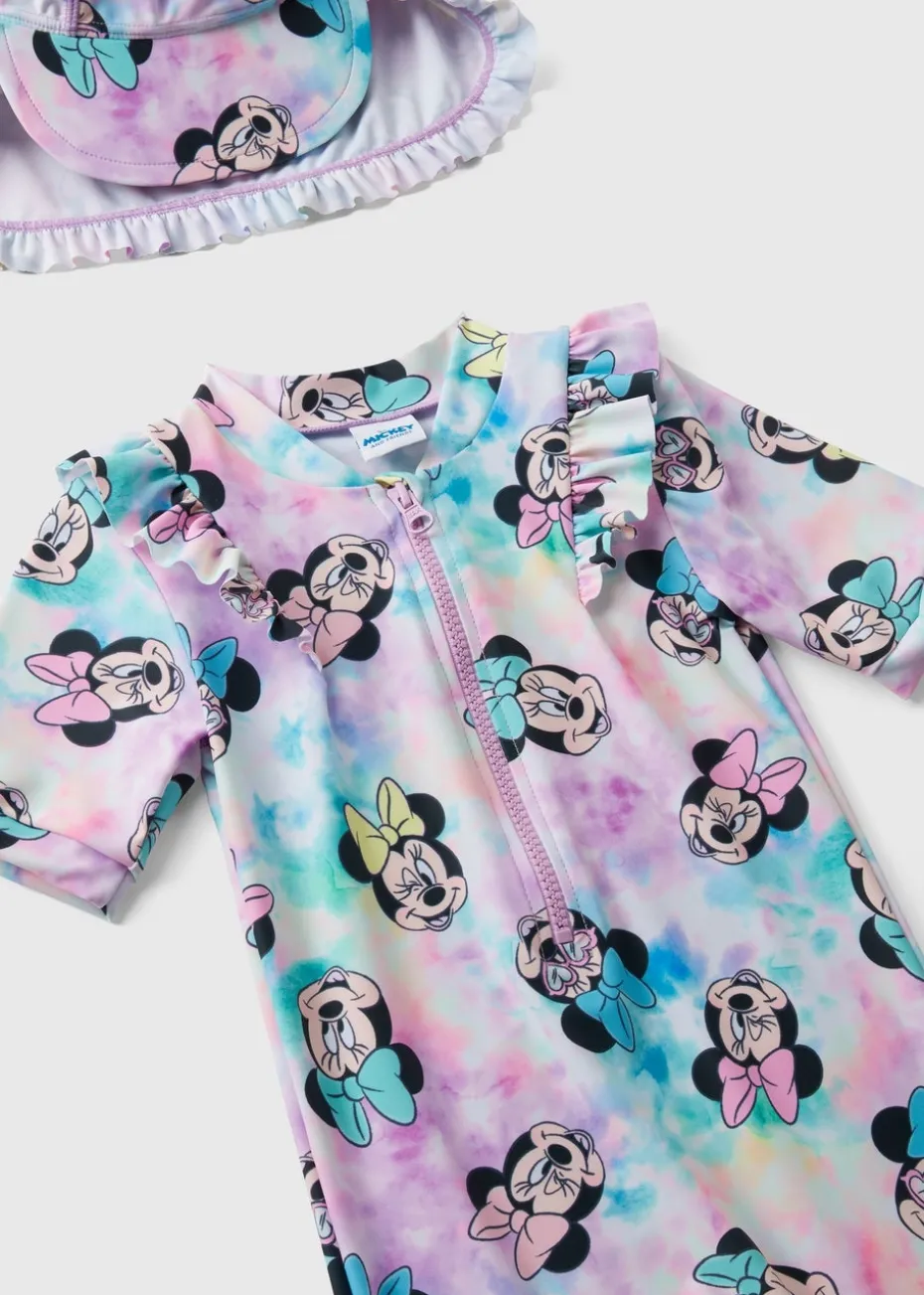 Disney Kids Pink Minnie Mouse Surf Suit & Hat (3mths-5yrs)