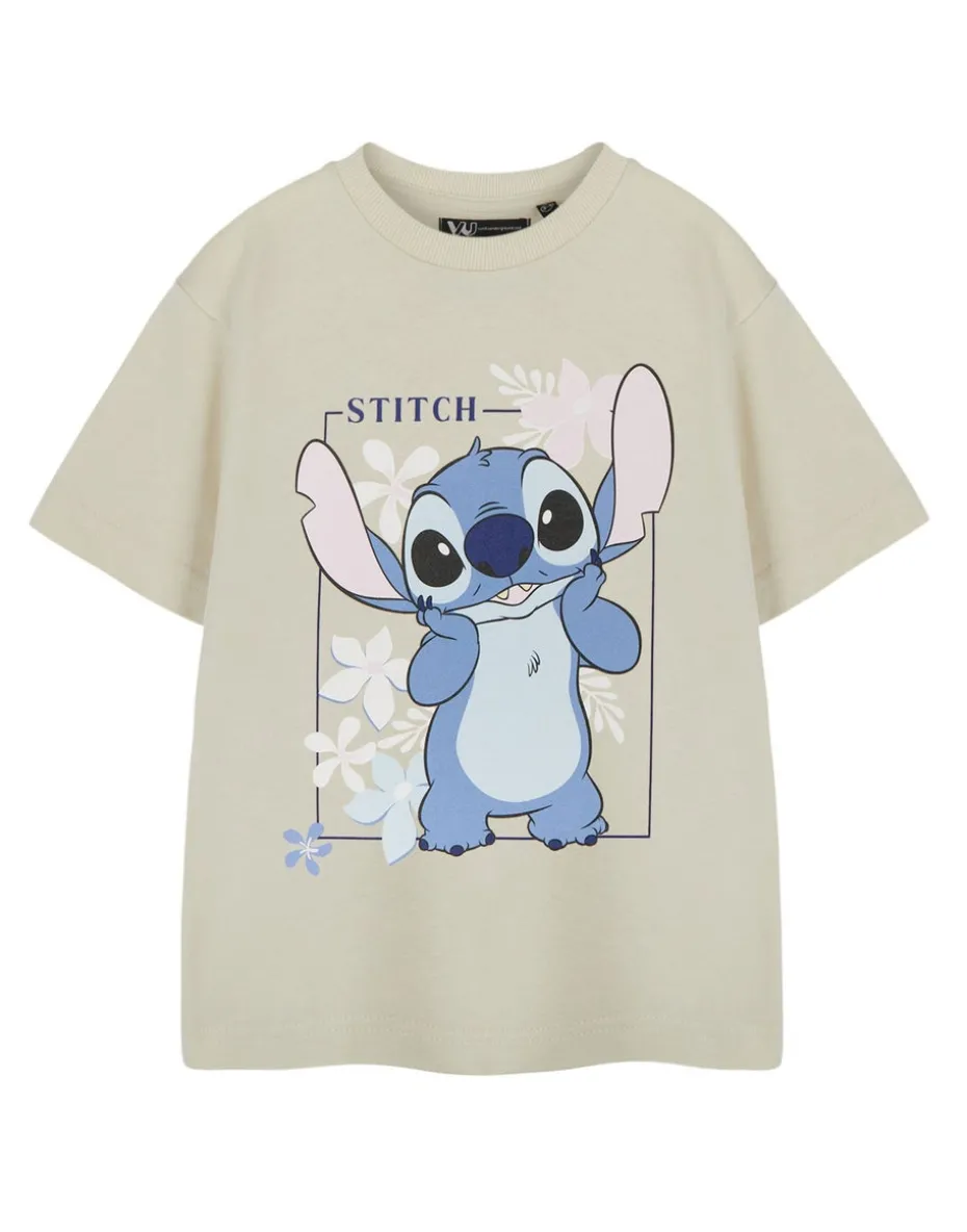 Disney Lilo & Stitch Girls Beige Big Stitch T-Shirt (3 - 14 Years)