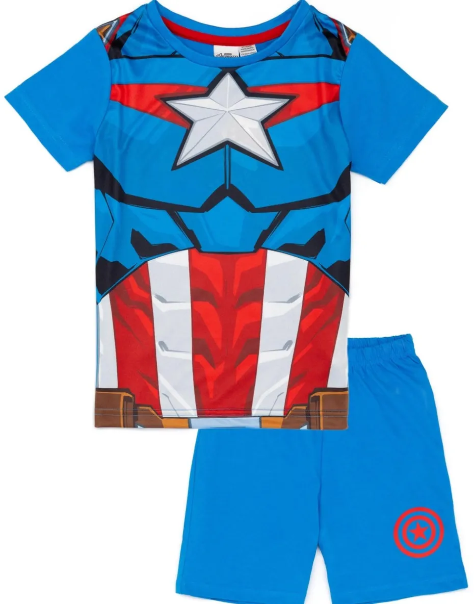 Disney Marvel Captain America Kids Blue Shortie Pyjamas (2-8 Years)