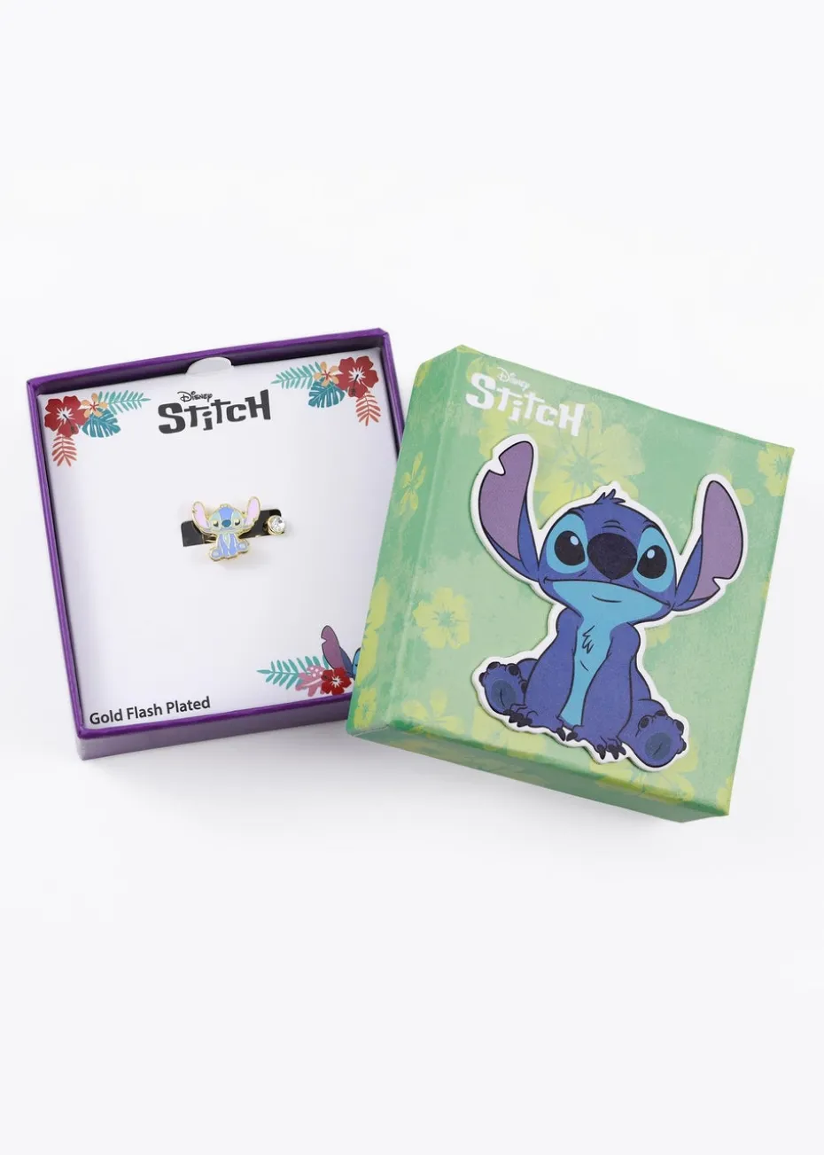 Disney Stitch Gold Plated Clear Stone Ring