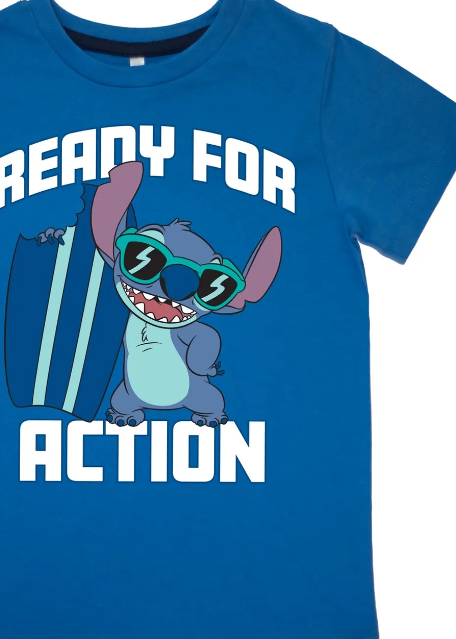Disney Stitch Ready For Action Kids Blue Camo Pyjamas (3-8 Years)
