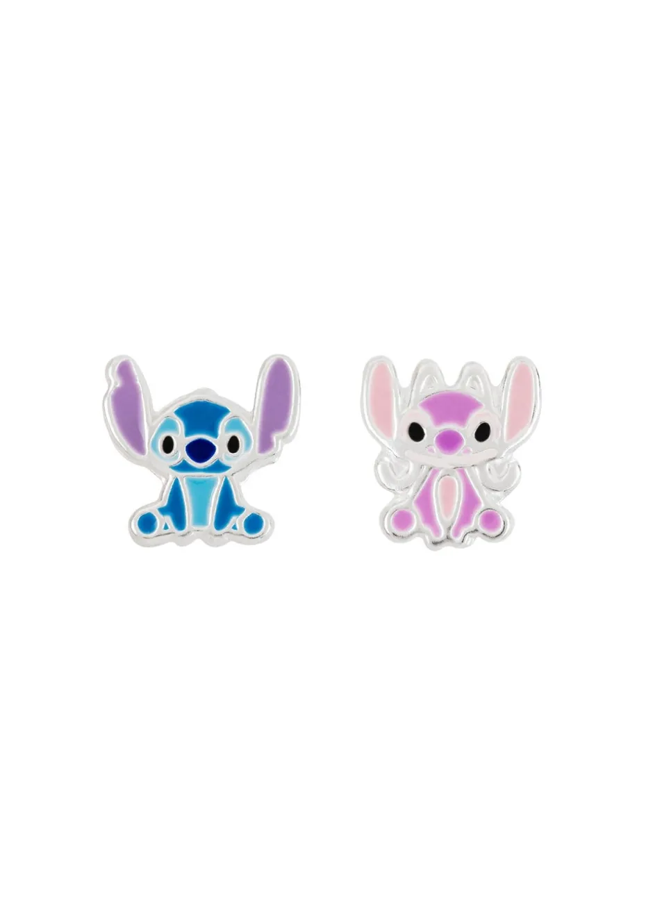 Disney Stitch Sterling Silver Enamel Stamp Stud Earrings