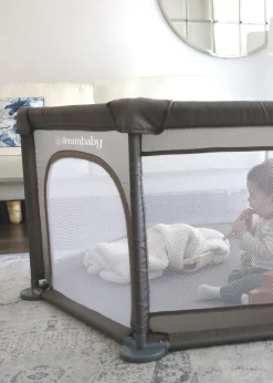 Dreambaby Grey Explore Fabric 6-Sided Playpen With Padded Frame
