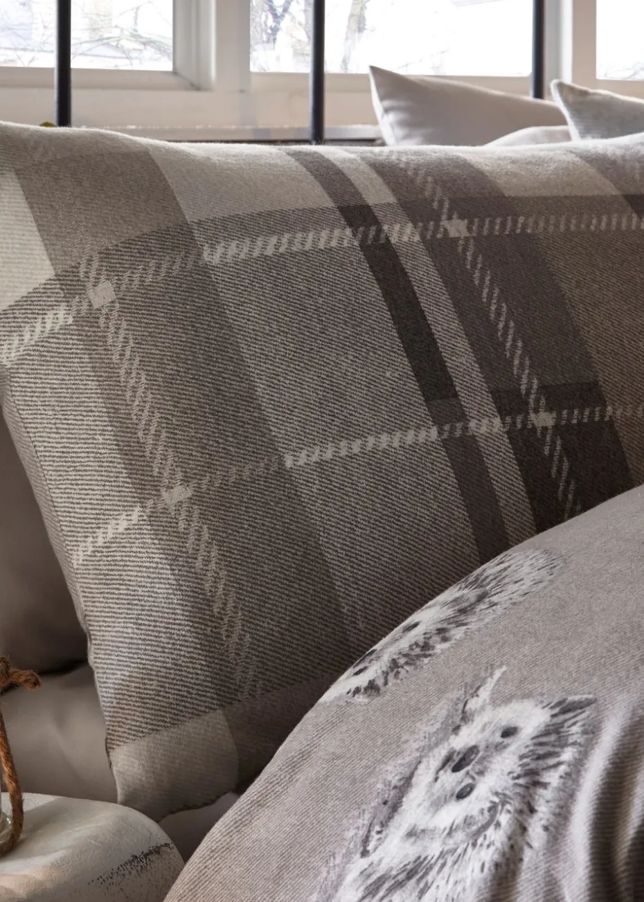 Dreams & Drapes Lodge Colville Check Brushed Cotton Grey Duvet Cover Set