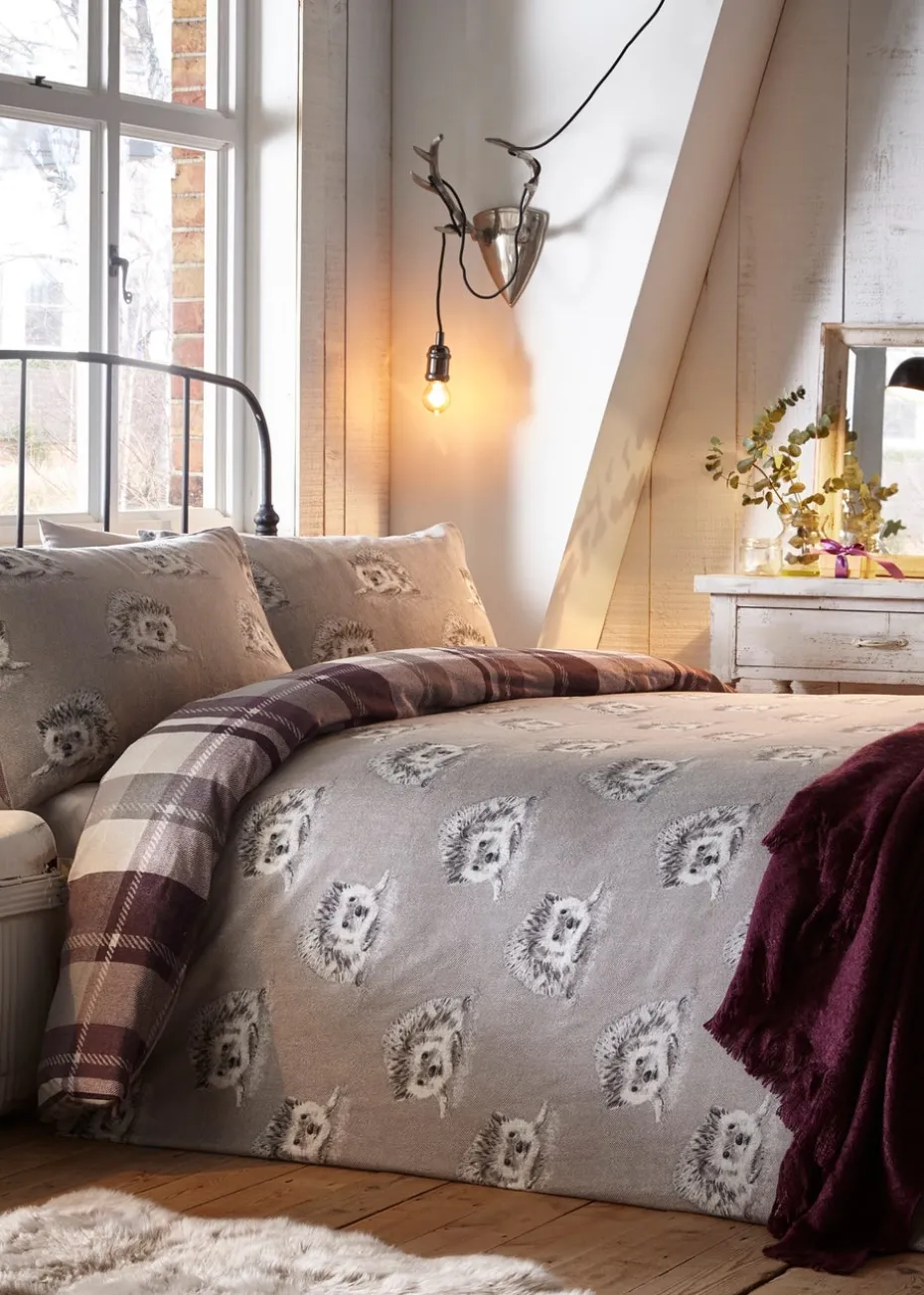 Dreams & Drapes Lodge Colville Check Brushed Cotton Grey Duvet Cover Set
