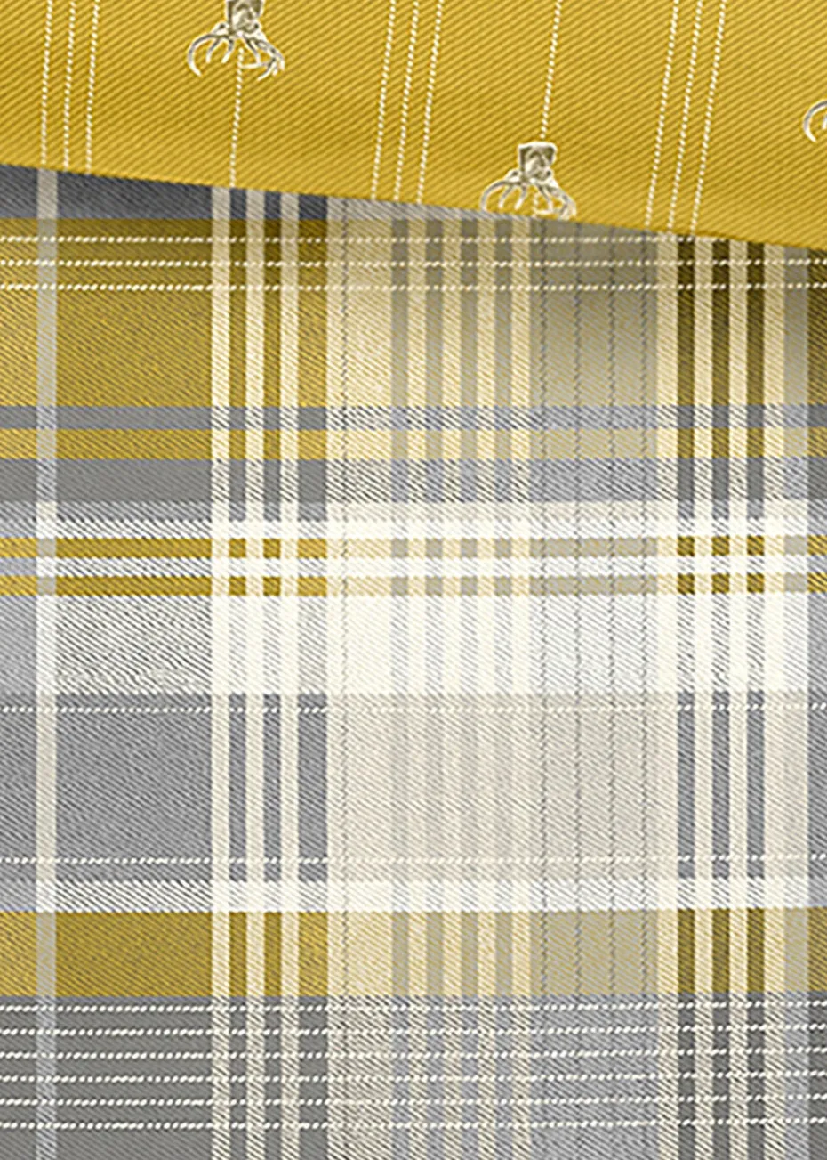Dreams & Drapes Lodge Connolly Check Brushed Cotton Yellow Duvet Cover Set