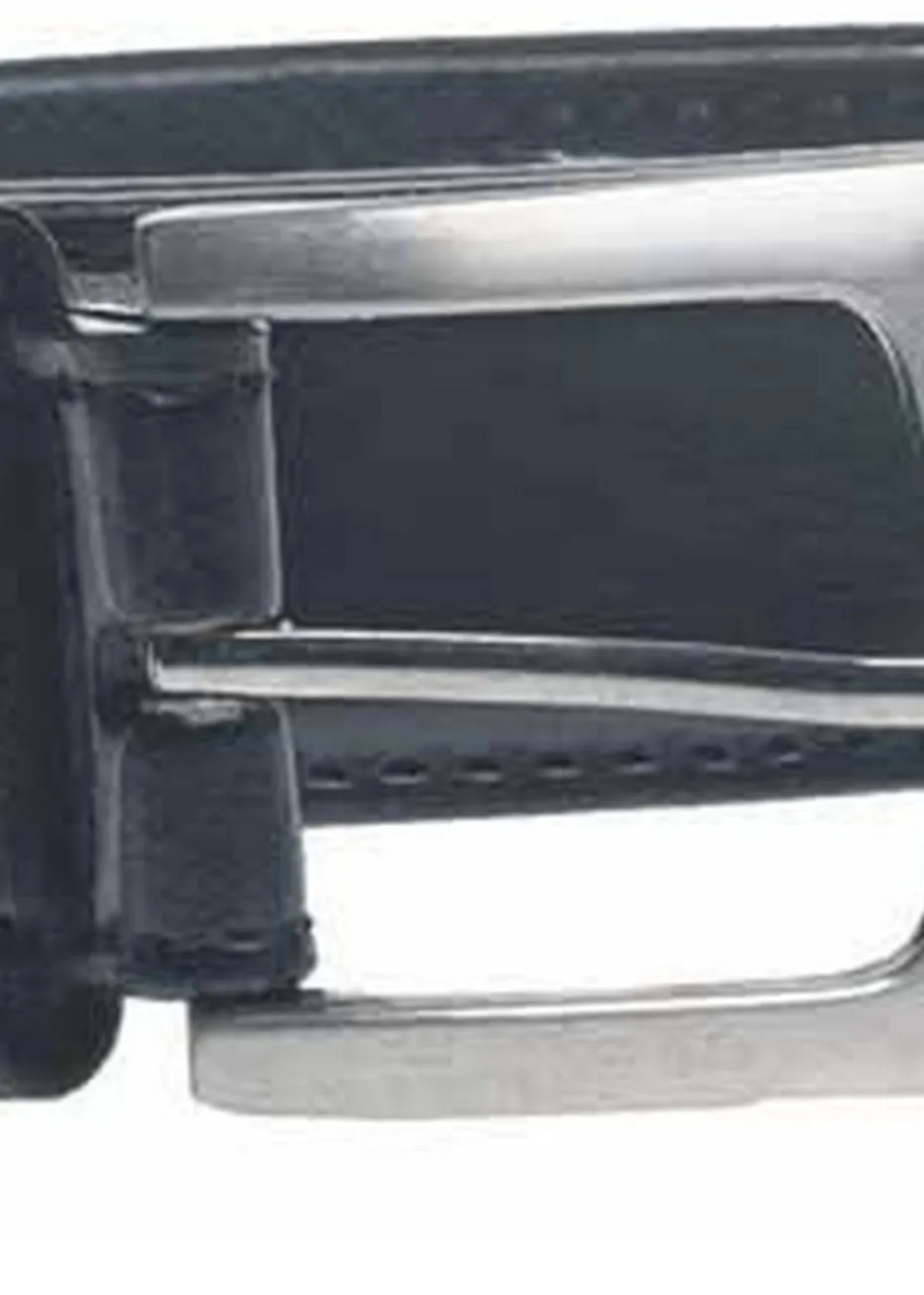 Duke Black Lewis Bonded Leather Square Buckle Waist Belt